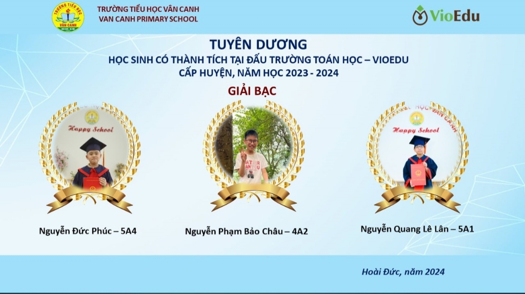 Kết quả Đấu trường Toán học VioEdu cấp huyện năm học 2023 - 2024