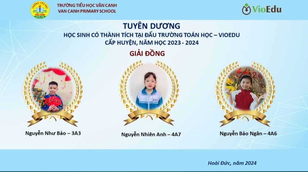 Kết quả Đấu trường Toán học VioEdu cấp huyện năm học 2023 - 2024