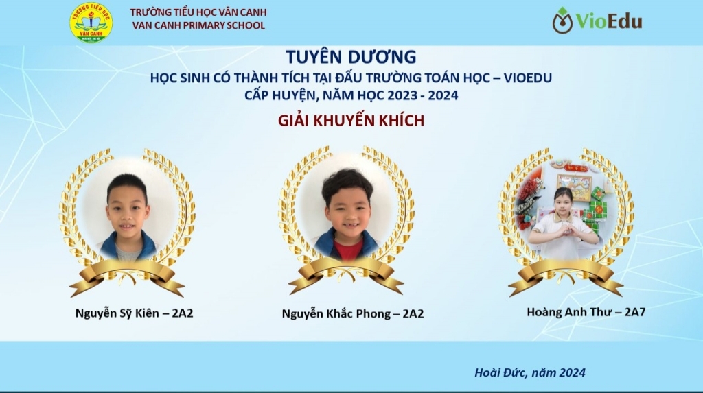 Kết quả Đấu trường Toán học VioEdu cấp huyện năm học 2023 - 2024