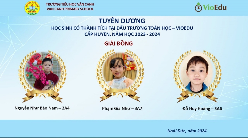 Kết quả Đấu trường Toán học VioEdu cấp huyện năm học 2023 - 2024