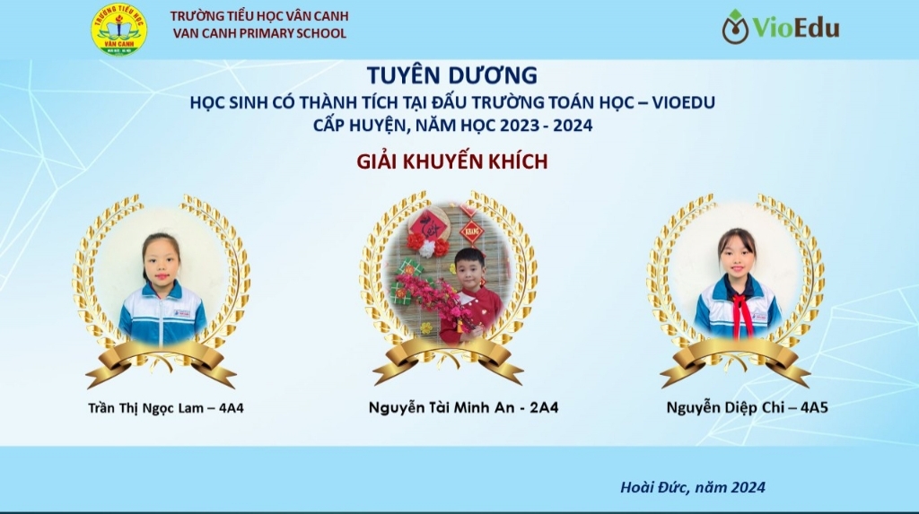 Kết quả Đấu trường Toán học VioEdu cấp huyện năm học 2023 - 2024