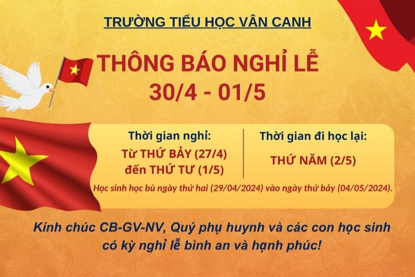 Thông báo nghỉ lễ 30/4 - 1/5