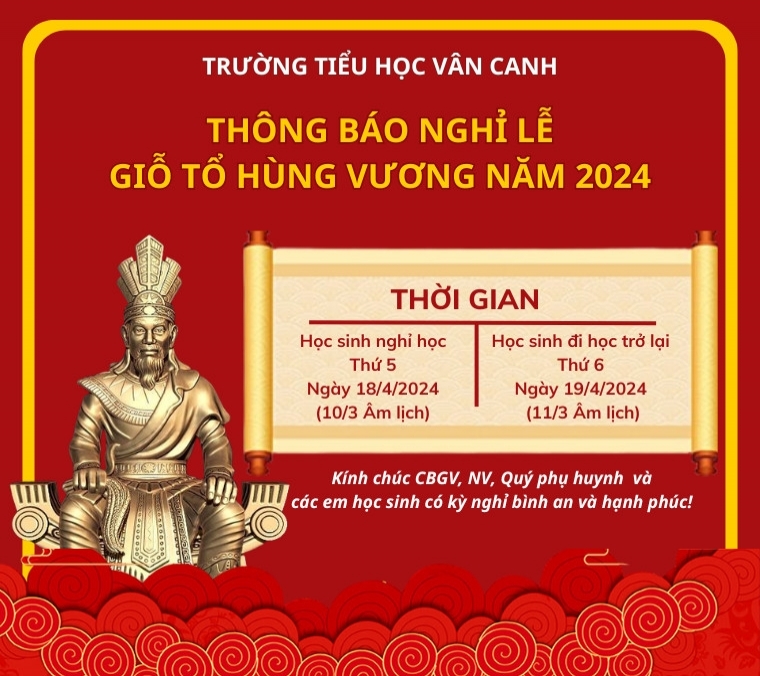 Thông báo nghỉ lễ Giỗ tổ Hùng Vương 10/3