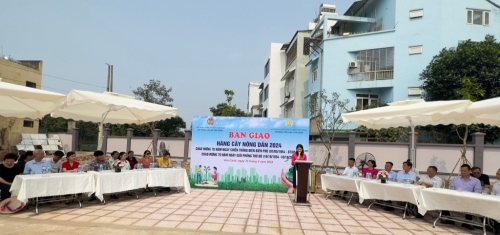 Hội Nông dân xã Vân Canh bàn giao Hàng cây nông dân cho trường Tiểu học Vân Canh