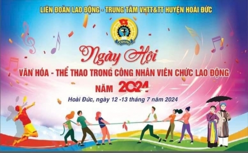 Các thầy cô giáo phối hợp với CĐ xã Vân Canh tham dự Ngày hội VHTT trong CNVCLĐ huyện HĐ