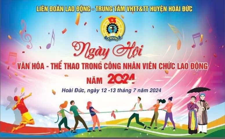 Các thầy cô giáo phối hợp với CĐ xã Vân Canh tham dự Ngày hội VHTT trong CNVCLĐ huyện HĐ