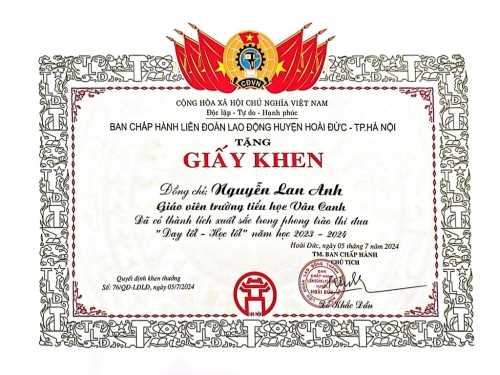 Công đoàn trường nhận Bằng khen \