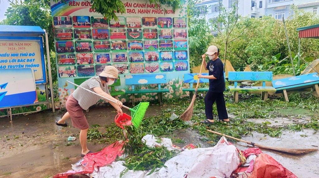 Trường Tiểu Học Vân Canh sẵn sàng đón Học Sinh trở lại sau bão Yagi