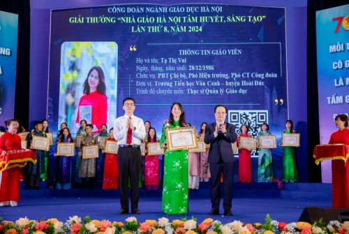 Nhà giáo Tạ Thị Vui đạt giải thưởng 