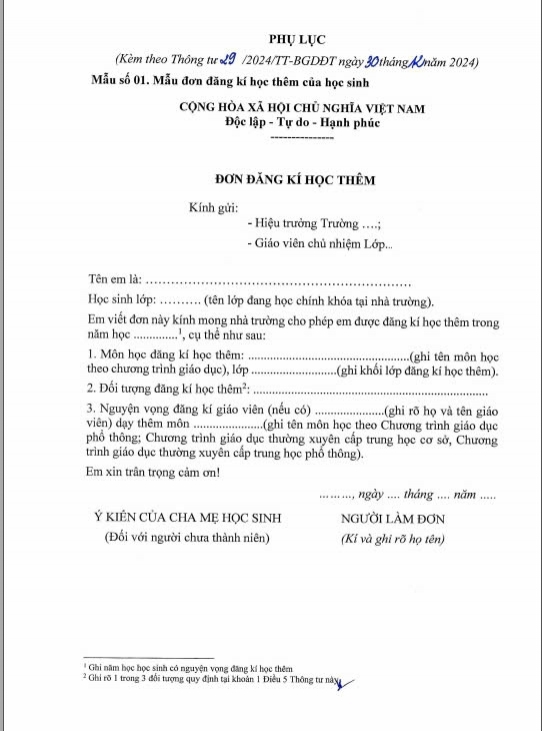 Thông tư số 29 của Bộ GDĐT ngày 30 tháng 12 năm 2024 quy định về dạy thêm, học thêm