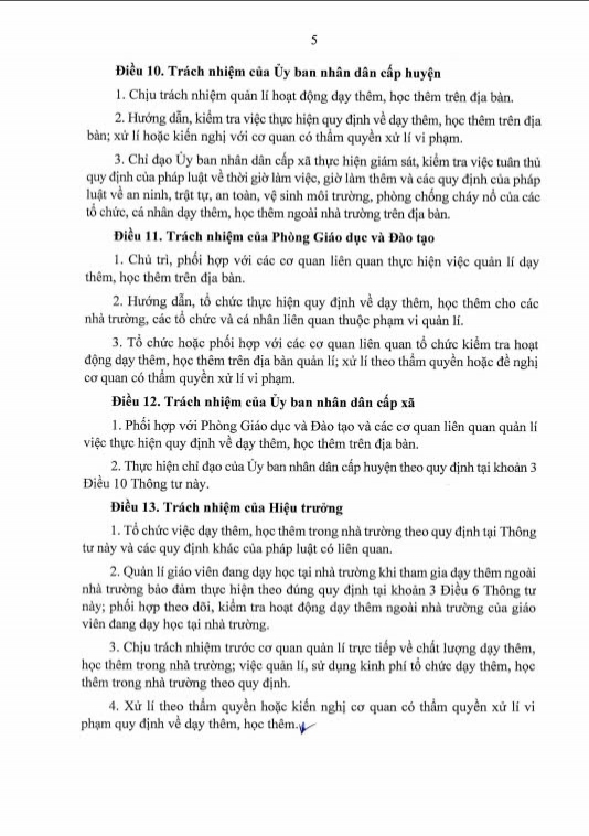 Thông tư số 29 của Bộ GDĐT ngày 30 tháng 12 năm 2024 quy định về dạy thêm, học thêm