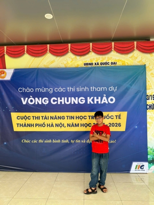 Em Trần Quang Huy lớp 4A3 tham dự Vòng chung khảo thành phố cuộc thi Tài năng Tin học trẻ quốc tế